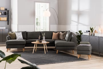 Trend 4-istuttava Oikeakätinen U-muotoinen Sohva Divaanilla ja Leponurkkauksella Kankaasta - Musta - Huonekalut - Sohva - Divaanisohva