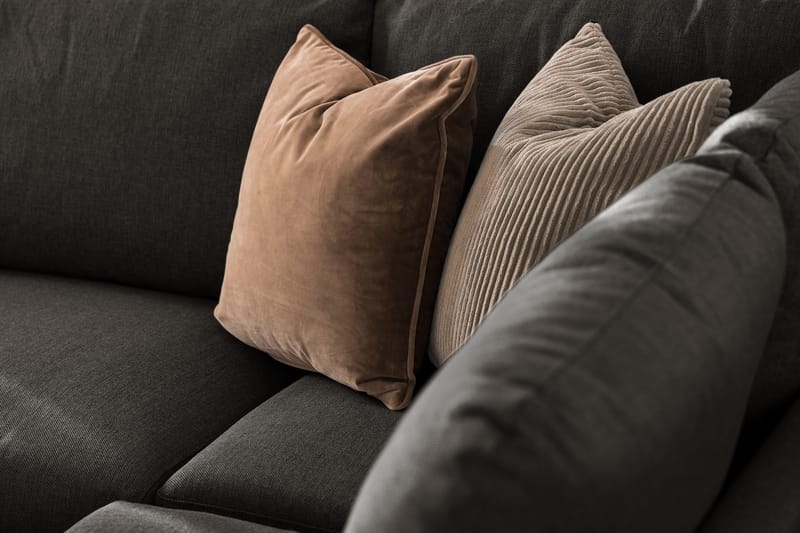 Trend 4-istuttava Oikeakätinen U-muotoinen Sohva Divaanilla ja Leponurkkauksella Kankaasta - Musta - Huonekalut - Sohva - Divaanisohva