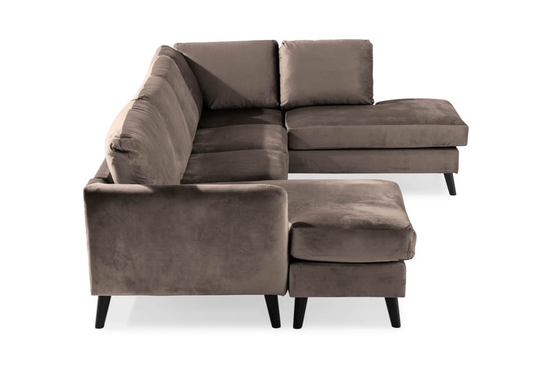 Trend 4-istuttava Oikeakätinen U-muotoinen Sohva Divaanilla ja Leponurkkauksella Sametista - Ruskea - Huonekalut - Sohva - Divaanisohva