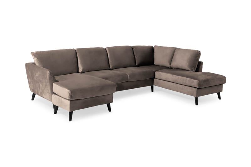 Trend 4-istuttava Oikeakätinen U-muotoinen Sohva Divaanilla ja Leponurkkauksella Sametista - Ruskea - Huonekalut - Sohva - Divaanisohva