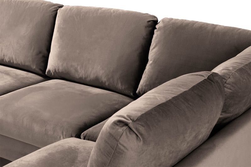 Trend 4-istuttava Oikeakätinen U-muotoinen Sohva Divaanilla ja Leponurkkauksella Sametista - Ruskea - Huonekalut - Sohva - Divaanisohva