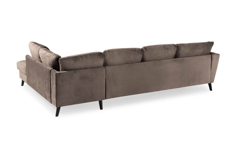 Trend 4-istuttava Oikeakätinen U-muotoinen Sohva Divaanilla ja Leponurkkauksella Sametista - Ruskea - Huonekalut - Sohva - Divaanisohva