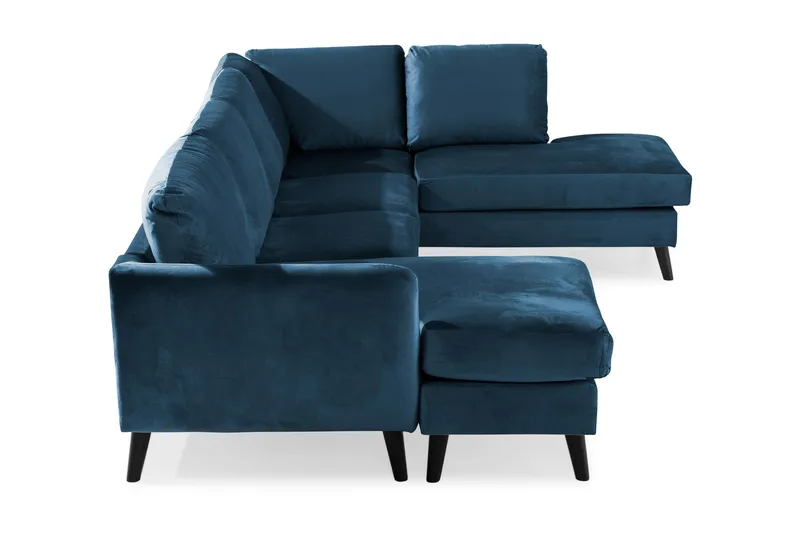 Trend 4-istuttava Oikeakätinen U-muotoinen Sohva Divaanilla ja Leponurkkauksella Sametista - Sininen - Huonekalut - Sohva - Divaanisohva