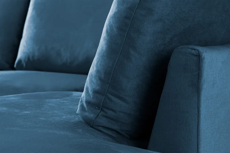 Trend 4-istuttava Oikeakätinen U-muotoinen Sohva Divaanilla ja Leponurkkauksella Sametista - Sininen - Huonekalut - Sohva - Divaanisohva