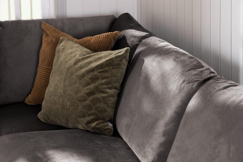 Trend 4-istuttava Oikeakätinen U-muotoinen Sohva Divaanilla ja Leponurkkauksella Sametista - Tummanharmaa - Huonekalut - Sohva - Divaanisohva