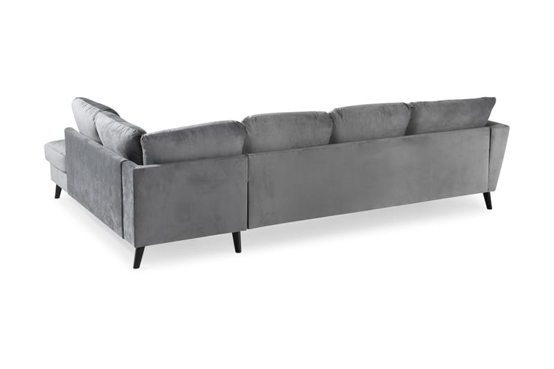 Trend 4-istuttava Oikeakätinen U-muotoinen Sohva Divaanilla ja Leponurkkauksella Sametista - Vaaleanharmaa - Huonekalut - Sohva - Divaanisohva