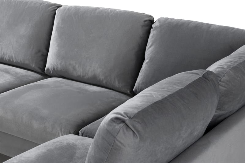 Trend 4-istuttava Oikeakätinen U-muotoinen Sohva Divaanilla ja Leponurkkauksella Sametista - Vaaleanharmaa - Huonekalut - Sohva - Divaanisohva