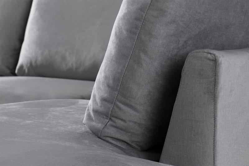 Trend 4-istuttava Oikeakätinen U-muotoinen Sohva Divaanilla ja Leponurkkauksella Sametista - Vaaleanharmaa - Huonekalut - Sohva - Divaanisohva