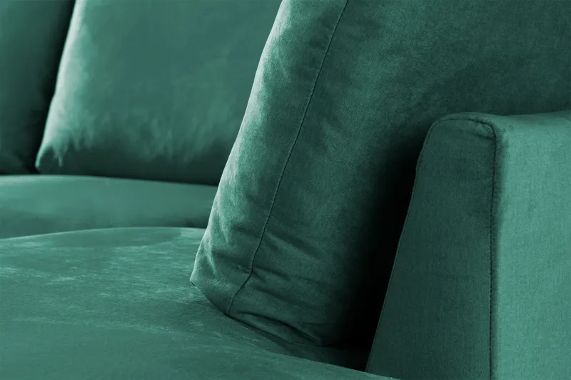 Trend 4-istuttava Oikeakätinen U-muotoinen Sohva Divaanilla ja Leponurkkauksella Sametista - Vihreä - Huonekalut - Sohva - Divaanisohva