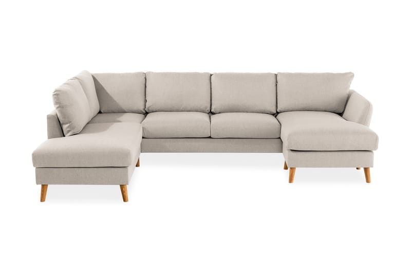 Trend 4-istuttava Vasenkätinen U-muotoinen Sohva Divaanilla ja Leponurkkauksella Kankaasta - Beige - Huonekalut - Sohva - Divaanisohva