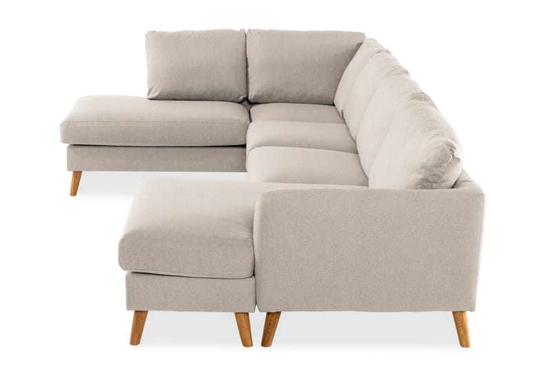 Trend 4-istuttava Vasenkätinen U-muotoinen Sohva Divaanilla ja Leponurkkauksella Kankaasta - Beige - Huonekalut - Sohva - Divaanisohva