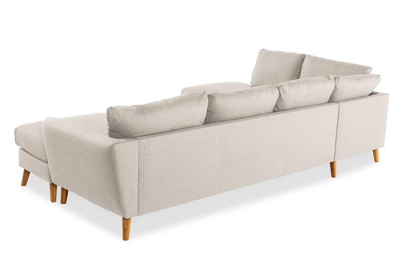 Trend 4-istuttava Vasenkätinen U-muotoinen Sohva Divaanilla ja Leponurkkauksella Kankaasta - Beige - Huonekalut - Sohva - Divaanisohva