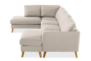Trend 4-istuttava Vasenkätinen U-muotoinen Sohva Divaanilla ja Leponurkkauksella Kankaasta - Beige - Huonekalut - Sohva - Divaanisohva