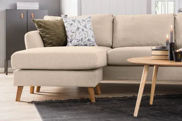 Trend 4-istuttava Vasenkätinen U-muotoinen Sohva Divaanilla ja Leponurkkauksella Kankaasta - Beige - Huonekalut - Sohva - Divaanisohva