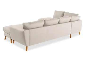 Trend 4-istuttava Vasenkätinen U-muotoinen Sohva Divaanilla ja Leponurkkauksella Kankaasta - Beige - Huonekalut - Sohva - Divaanisohva