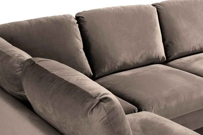 Trend 4-istuttava Vasenkätinen U-muotoinen Sohva Divaanilla ja Leponurkkauksella Sametista - Ruskea - Huonekalut - Sohva - Divaanisohva