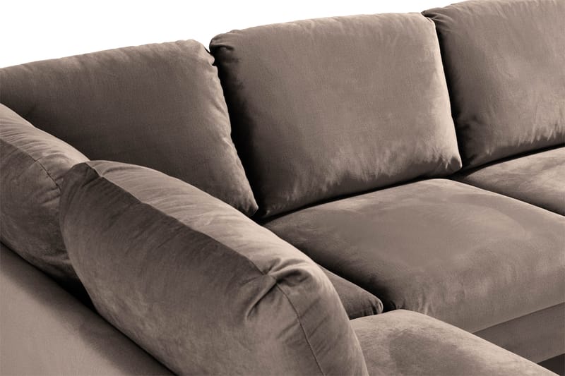 Trend 4-istuttava Vasenkätinen U-muotoinen Sohva Divaanilla ja Leponurkkauksella Sametista - Ruskea - Huonekalut - Sohva - Divaanisohva