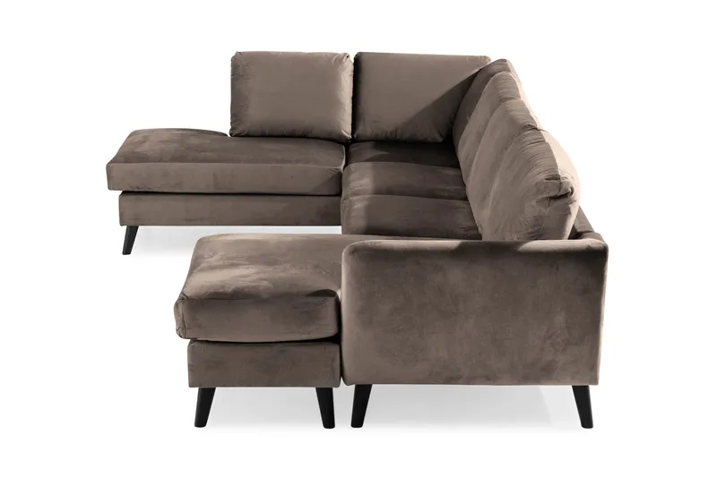 Trend 4-istuttava Vasenkätinen U-muotoinen Sohva Divaanilla ja Leponurkkauksella Sametista - Ruskea - Huonekalut - Sohva - Divaanisohva