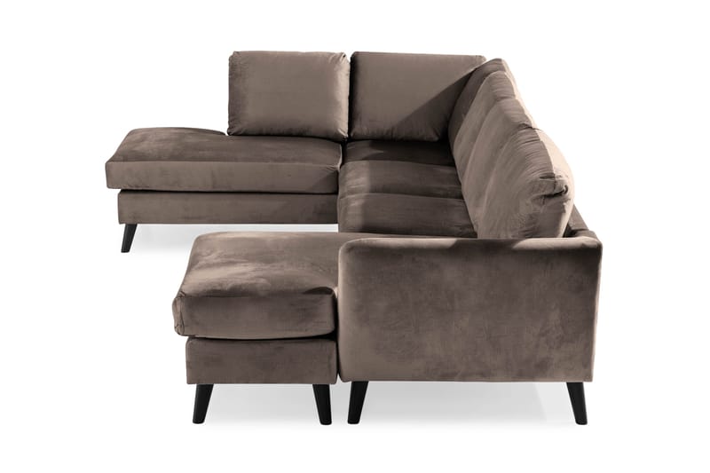 Trend 4-istuttava Vasenkätinen U-muotoinen Sohva Divaanilla ja Leponurkkauksella Sametista - Ruskea - Huonekalut - Sohva - Divaanisohva