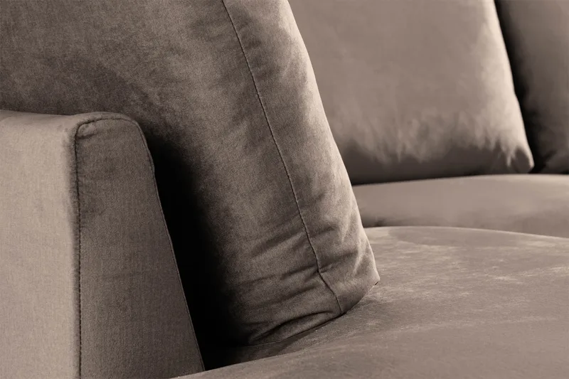 Trend 4-istuttava Vasenkätinen U-muotoinen Sohva Divaanilla ja Leponurkkauksella Sametista - Ruskea - Huonekalut - Sohva - Divaanisohva