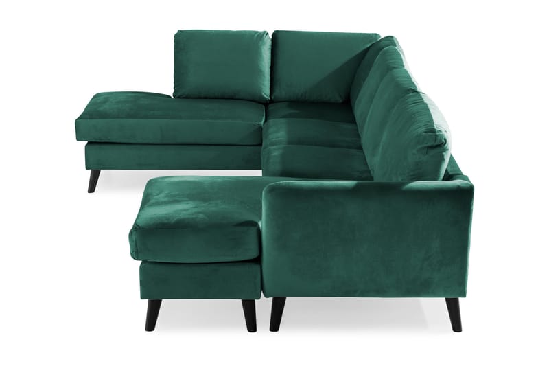 Trend 4-istuttava Vasenkätinen U-muotoinen Sohva Divaanilla ja Leponurkkauksella Sametista - Vihreä - Huonekalut - Sohva - Divaanisohva