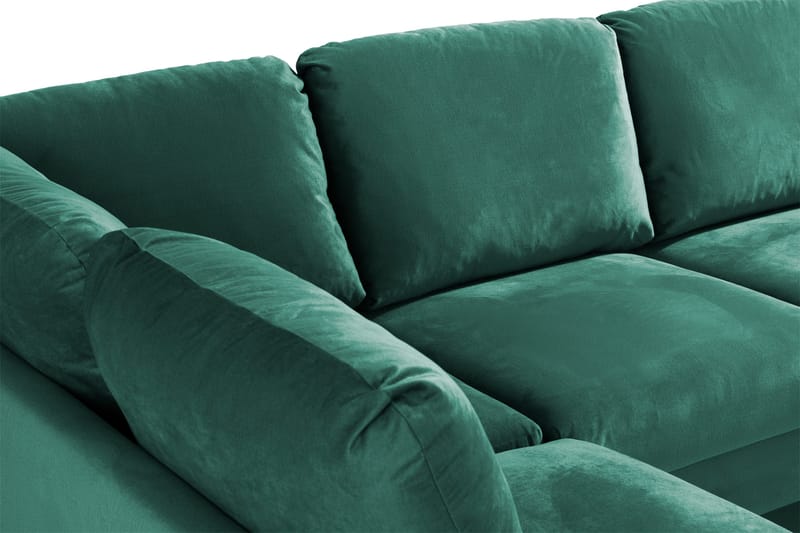 Trend 4-istuttava Vasenkätinen U-muotoinen Sohva Divaanilla ja Leponurkkauksella Sametista - Vihreä - Huonekalut - Sohva - Divaanisohva