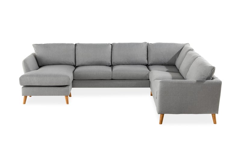 Trend 5-istuttava Vasenkätinen U-muotoinen Kulmasohva Divaanilla Kankaasta, Harmaa