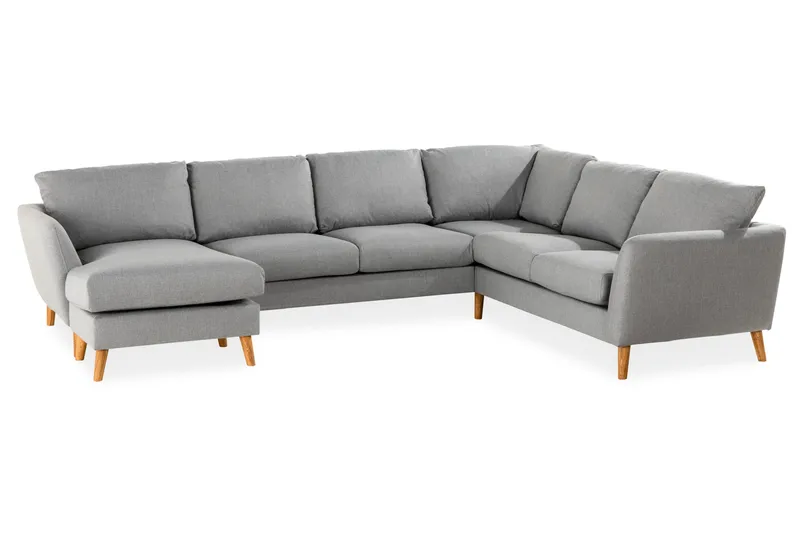 Trend 5-istuttava Vasenkätinen U-muotoinen Kulmasohva Divaanilla Kankaasta - Harmaa - Huonekalut - Sohva - Kulmasohva - Kulmadivaanisohva