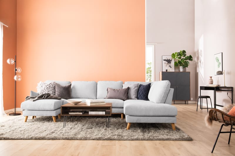 Trend Lyx U-sohva divaanilla Vasen - Vaaleanharmaa - Huonekalut - Sohva - Divaanisohva