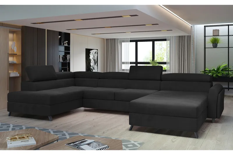 U-sohva Osettia Divaanilla Oikea - Musta - Huonekalut - Sohva - Divaanisohva