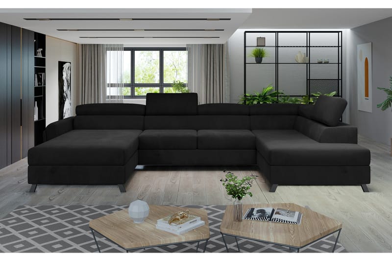 U-sohva Osettia Divaanilla Vasen - Musta - Huonekalut - Sohva - Divaanisohva