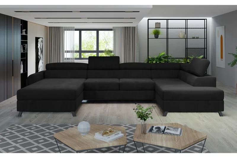 U-sohva Osettia Divaanilla Vasen - Musta - Huonekalut - Sohva - Divaanisohva