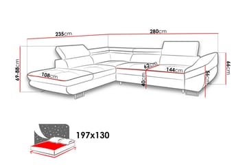 Divaanivuodesohva Fabio 280x235x88 cm - Beige/Harmaa - Huonekalut - Sohva - Vuodesohva