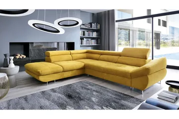 Divaanivuodesohva Fabio 280x235x88 cm - Keltainen - Huonekalut - Sohva - Vuodesohva