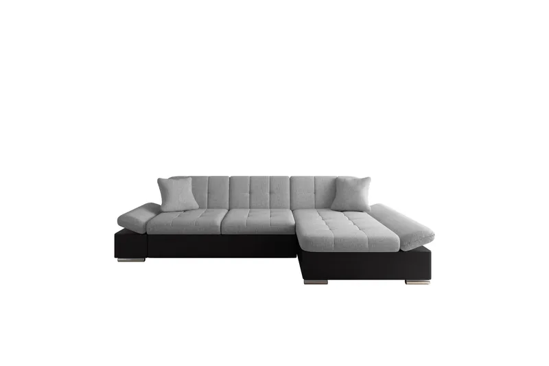 Djerra Vuodesohva Chaiselongilla 3-istuttava Keinonahka - Musta / Harmaa - Huonekalut - Sohva - Vuodesohva