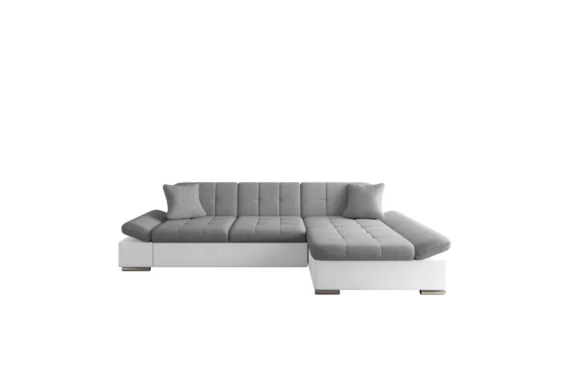 Djerra Vuodesohva Chaiselongilla 3-istuttava Keinonahka - Valkoinen / Harmaa - Huonekalut - Sohva - Vuodesohva