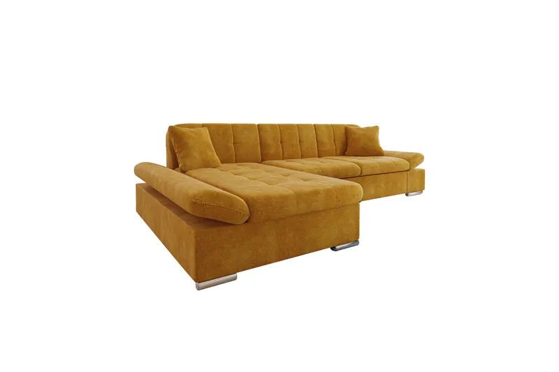 Djerra Vuodesohva Chaiselongilla 3-istuttava Sametti - Keltainen - Huonekalut - Sohva - Vuodesohva