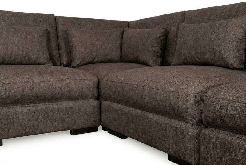 Dubai-kulmasohva, erikoissyvä chenille-kankaalla - Tummanruskea - Huonekalut - Sohva - Kulmasohva