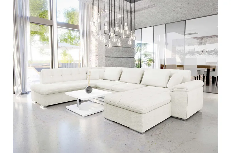 Dynir sohva divaanilla ja säilytystuolilla, 4-ist. - Valkoinen - Huonekalut - Sohva - Divaanisohva