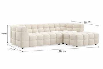 Elise 4-paikkainen Oikeanpuoleinen L-mallinen Kuplikas Divaanisohva 274 cm Bouclé-kankaalla - Kermanvalkoinen - Huonekalut - Sohva - Divaanisohva