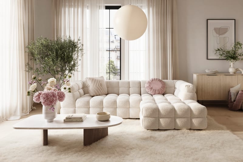 Elise Kupliva Sohvaryhmä 3-istuttava Divaanisohva Oikea + Nojatuoli - Beige - Huonekalut - Sohva - Sohvaryhmä