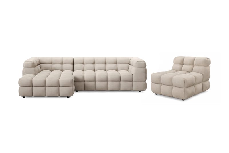 Elise Kupliva Sohvaryhmä 3-istuttava Divaanisohva Vasen + Nojatuoli - Beige - Huonekalut - Sohva - Sohvaryhmä