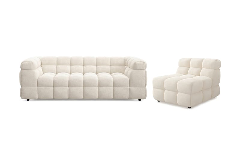 Elise Kupliva Sohvaryhmä 3-istuttava Sohva + Nojatuoli - Beige - Huonekalut - Sohva - Sohvaryhmä