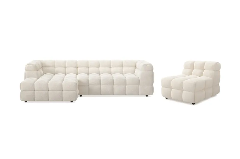 Elise Kupliva Sohvaryhmä 4-istuttava Divaanisohva Vasen + Nojatuoli, Beige