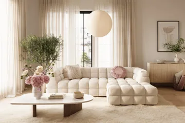 Elise Kupliva Sohvaryhmä 4-istuttava Divaanisohva Vasen + Nojatuoli - Beige - Huonekalut - Sohva - Sohvaryhmä