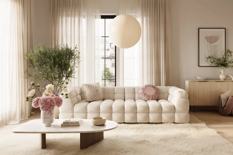 Elise Kupliva Sohvaryhmä 4-istuttava Sohva + Nojatuoli - Beige - Huonekalut - Sohva - Sohvaryhmä