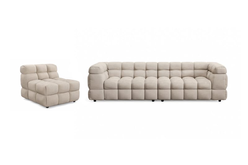 Elise Kupliva Sohvaryhmä 4-istuttava Sohva + Nojatuoli - Beige - Huonekalut - Sohva - Sohvaryhmä