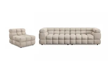 Elise Kupliva Sohvaryhmä 4-istuttava Sohva + Nojatuoli - Beige - Huonekalut - Sohva - Sohvaryhmä