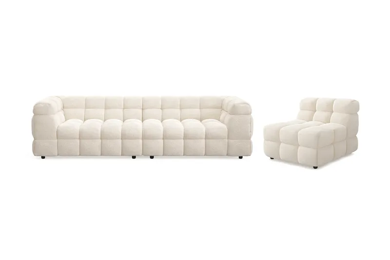 Elise Kupliva Sohvaryhmä 4-istuttava Sohva + Nojatuoli, Beige