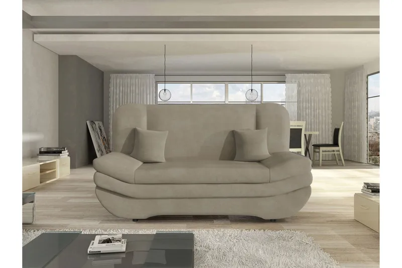 Figurelle 2-istuttava taitettava vuodesohva 130x190 cm säilytystilalla kangasta, Beige